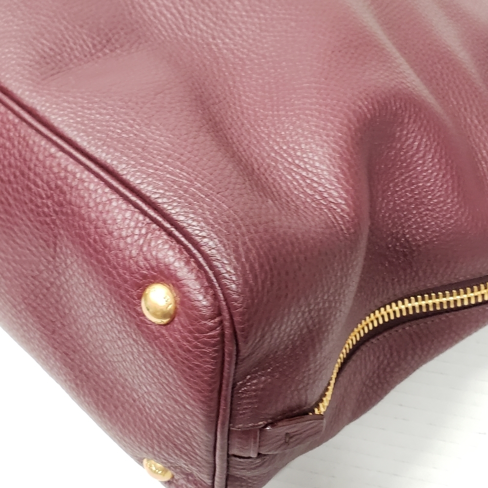 Authentic Prada Vitello Daino Leather Tote Burgundy Large Shoulder Bag - Picture 10 of 16